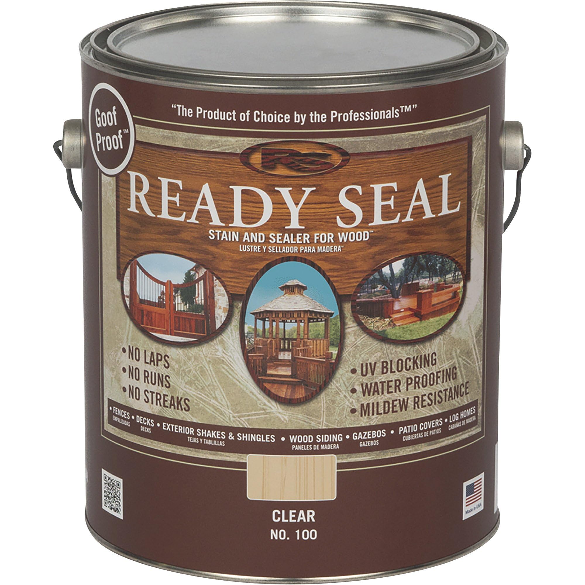 Ready Seal 100 Clear, 1-Gallon Exterior Wood Stain and Sealer, 1 gallon (Packaging may vary)