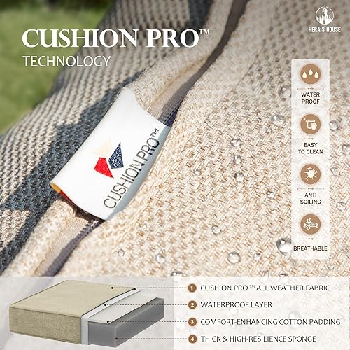 Miniatura 2 de HERA'S HOUSE Juego de muebles de patio de 5 piezas, 4 sillas giratorias acolchadas gruesas con mesa para fogatas de 28 pulgadas (50,000 BTU), juego