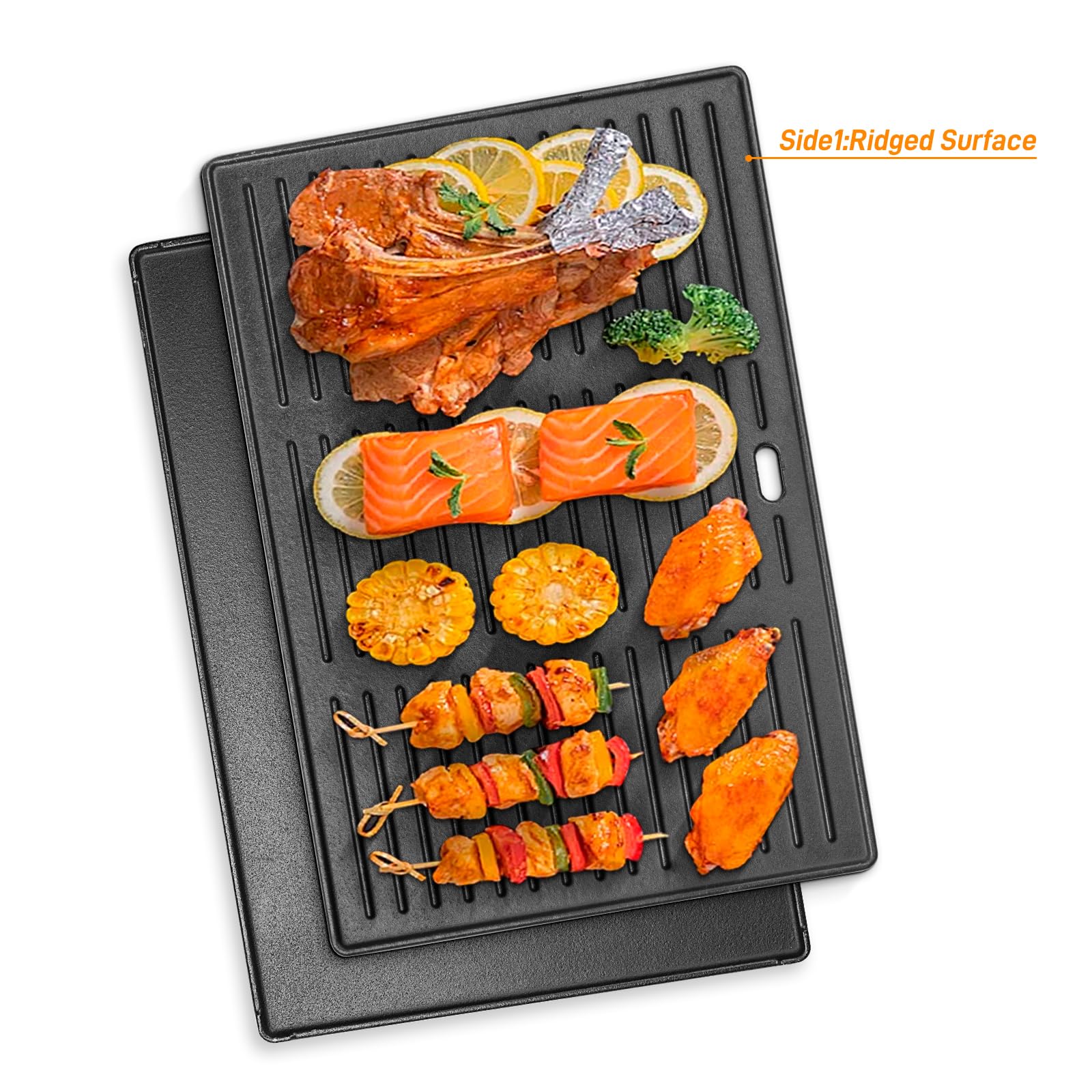 7638 - Parrilla y sartenes de hierro fundido para Weber Spirit I & II 300 Series, Spirit E310, E320, S310 (con botones de quemador delanteros), 44,5 cm de repuesto para la serie Weber 300