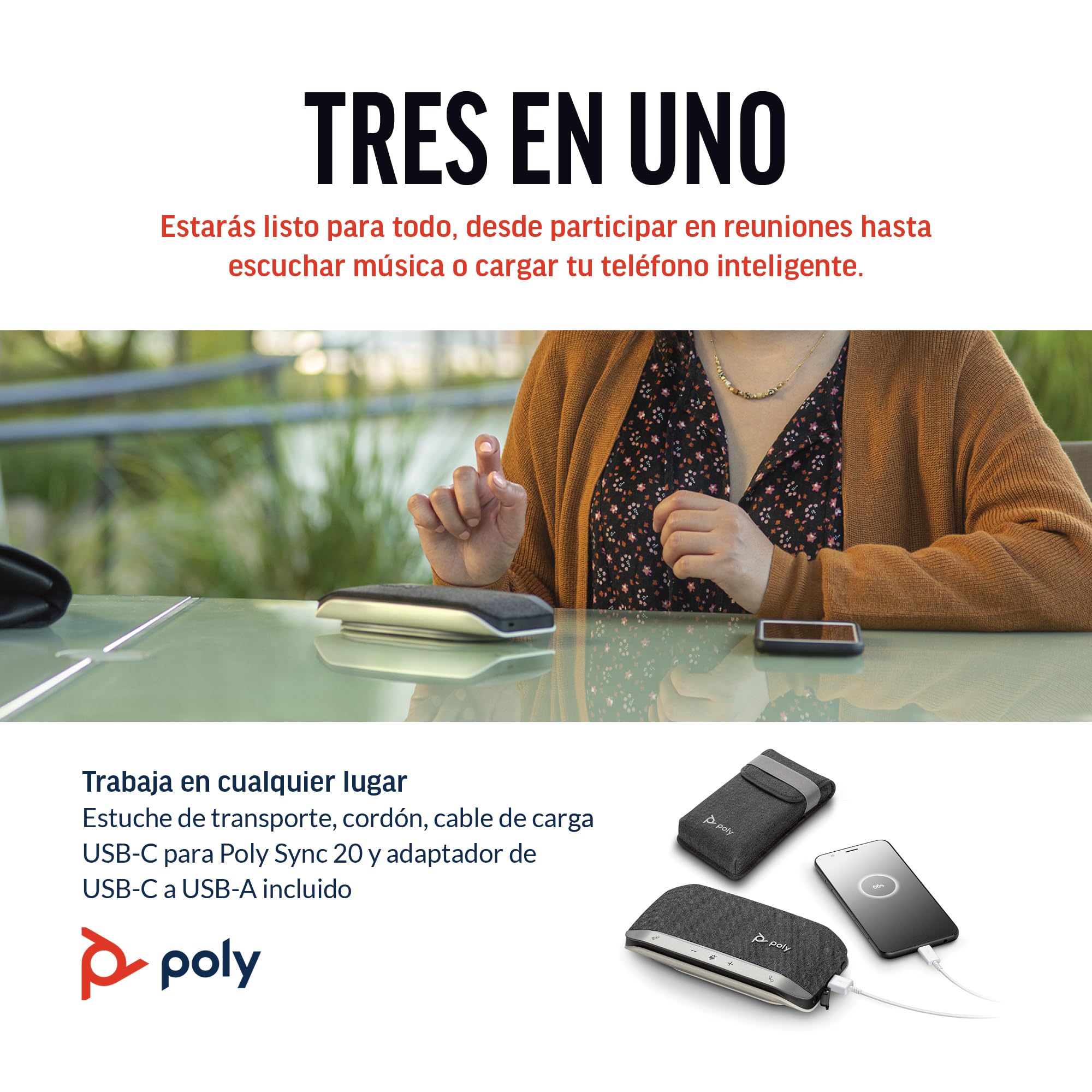 Poly Sync 20 con USB-C - Altavoz manos libres portátil con