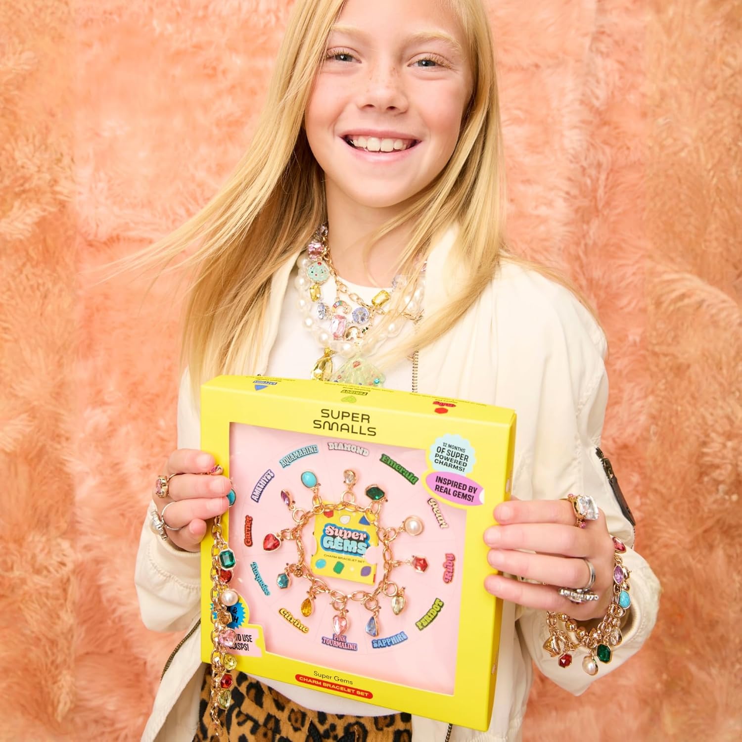 Super Smalls Super Gems Birthstone Charm Bracelet Set | Kids Gold-Tone Adjustable Bracelet with Colorful Gem Charms | Mix & Match Jewelry Gift for Girls - Image 8