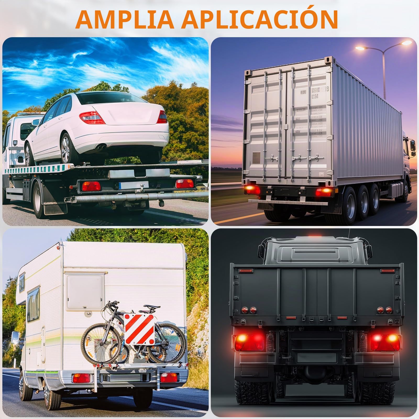 TLGREEN Juego de luces traseras para remolque iluminación de 13 pines 12V | luces traseras 7 funciones juego de 2 cables de 5,5 m, homologación E para coches camiones barcos caravanas y furgonetas