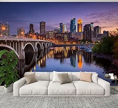 Modern Peel and Stick Wall Mural Wallpaper Minneapolis Self Adhesive Removable Wall Stickers for Living Room Bedrooms Bathroom TV Background 69''x96''