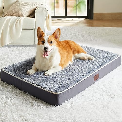 Miniatura 2 de Figopage Cama ortopédica de espuma viscoelástica para perros grandes, cama impermeable para perros, alfombrilla lavable para mascotas con funda