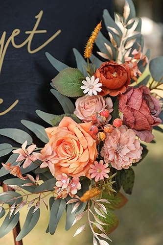 Miniatura 6 de Juego de 2 guirnaldas de flores artificiales para arco de boda, decoración del hogar (naranja)