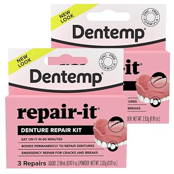 Dentemp Repair-It Advanced Formula Denture Repair Kit Pack of 2 - Mend Cracks & Replace Loose Teeth