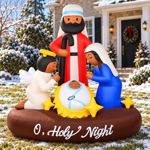 6FT Black Christmas Inflatable Nativity Scene Outdoor Decorations for Yard