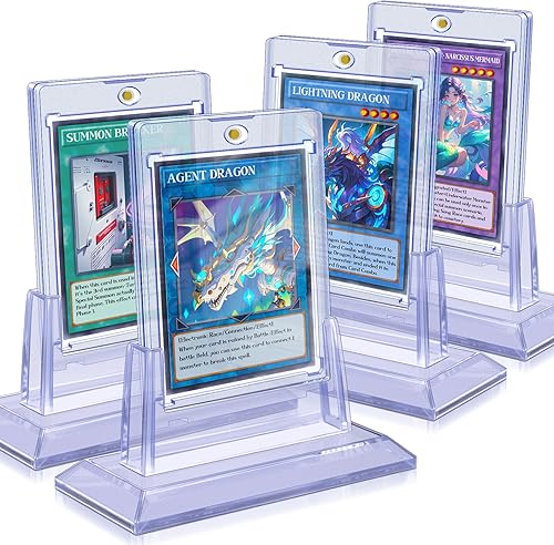 Portatarjetas magnéticos de 4 quilates para tarjetas intercambiables, tarjeteros de béisbol de acrílico de 35 puntos con 4 soportes para tarjetas,