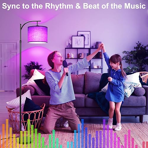 Miniatura 5 de Lightess Lámpara de pie para sala de estar, lámpara de pie LED de arco con aplicación y control remoto, lámpara LED regulable de 2700K-6500K, 16