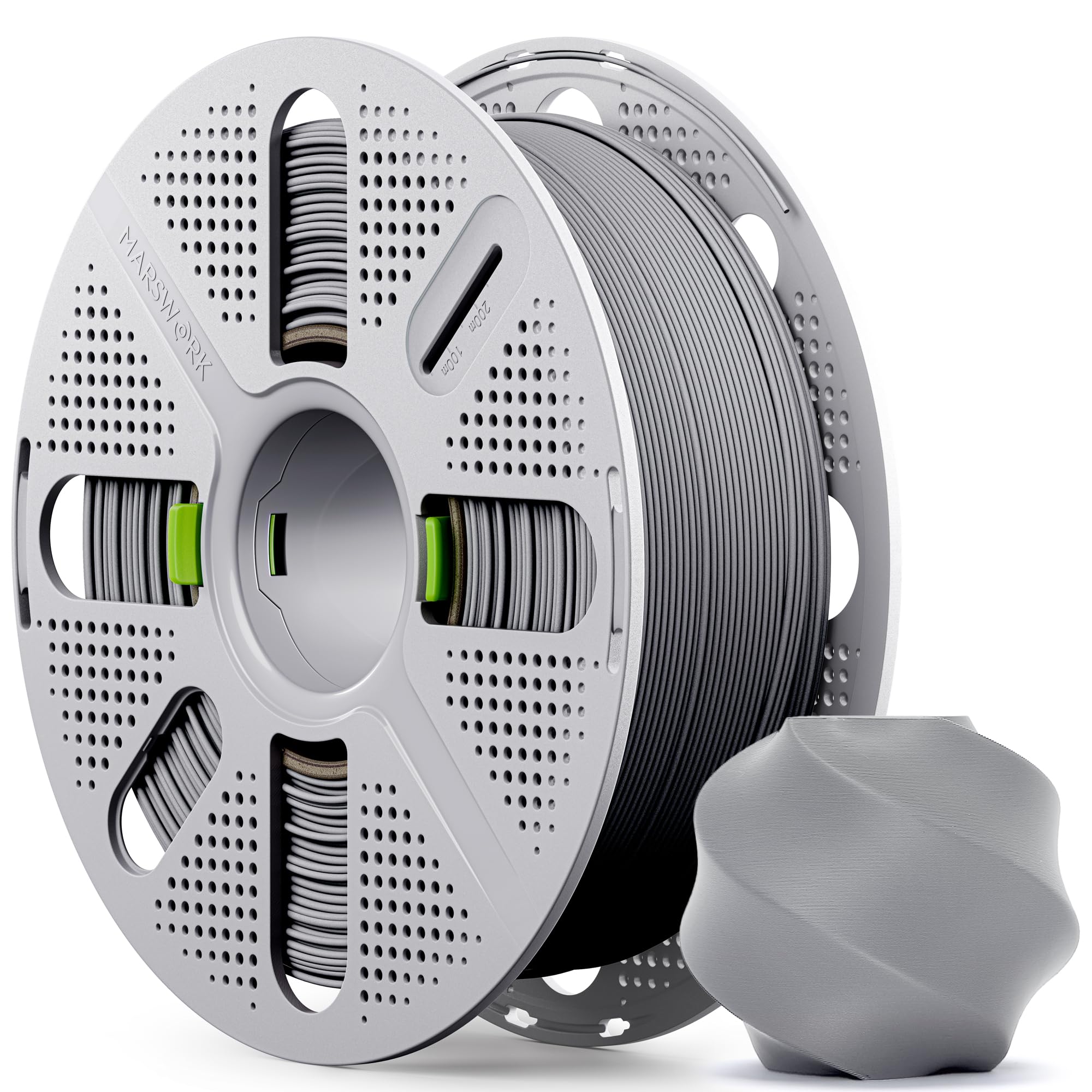 Matte PLA Filament with Quick-Swap Reusable Spool 1kg (2.2lbs), 1.75mm 3D Printing Filament, Compatible with Bambu Lab 3D Printers – Nardo Gray