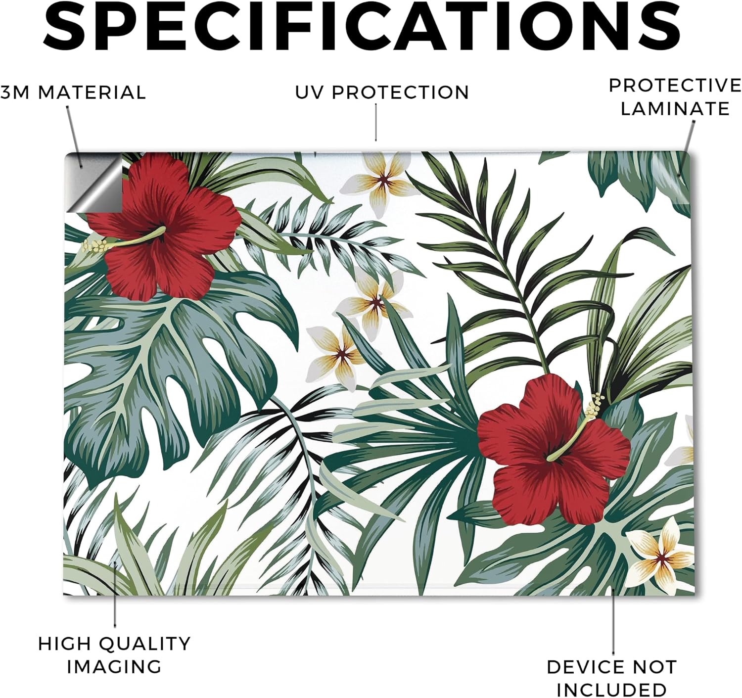 Laptop Skin Compatible with HP Envy x360 15.6” (2023) - Tropical Hibiscus - Premium 3M Vinyl Protective Wrap Decal Cover - Easy to Apply | Crafted in The USA by MightySkins