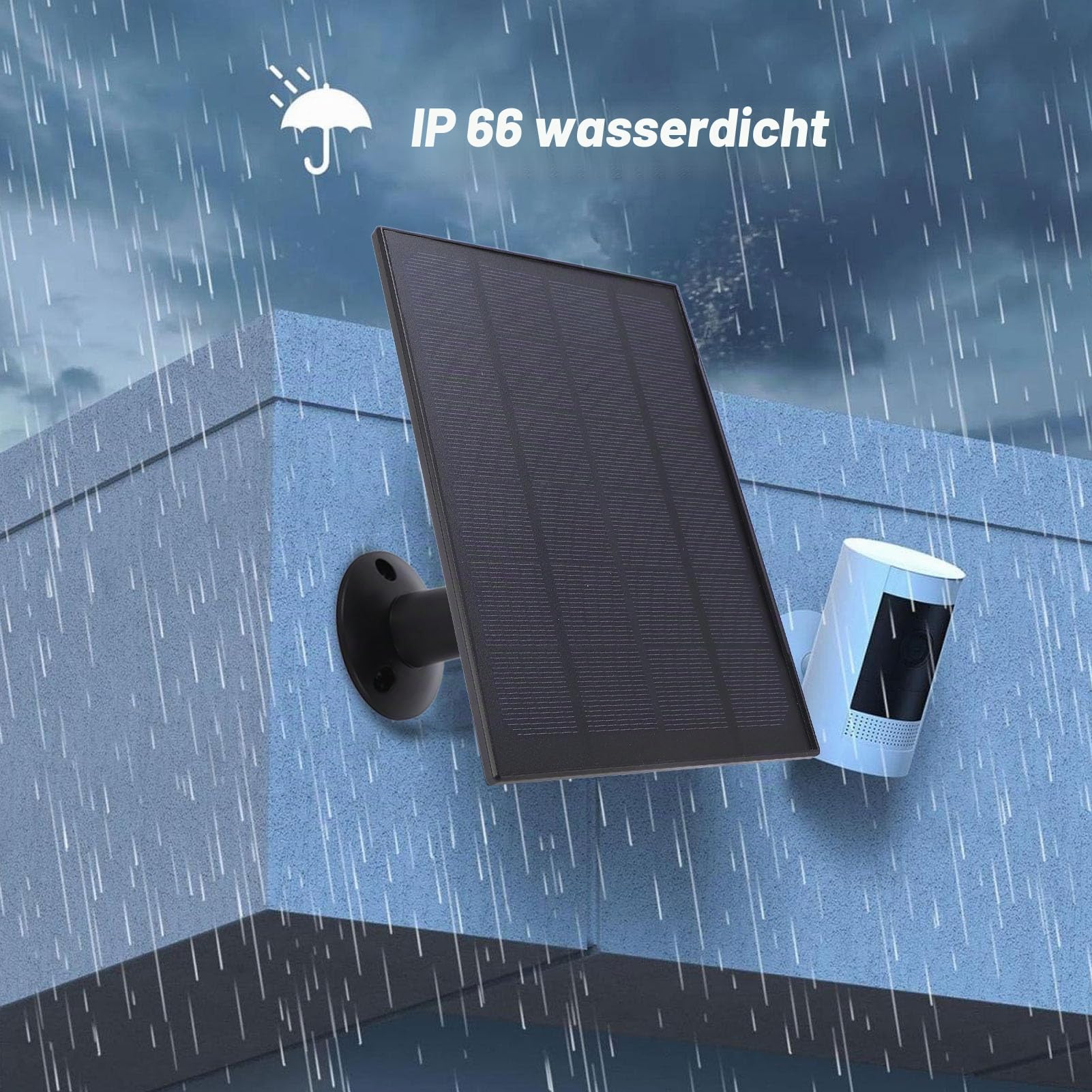 8W Solar Panel für Vogel Feeder Kamera, 2 in 1 Verbessertes, Wetterfest 360 Grad Einstellbares USB C Solarpaneele Ladegerät für Überwachungs Kamera, 9,8 Ft Kabel (BLACK)