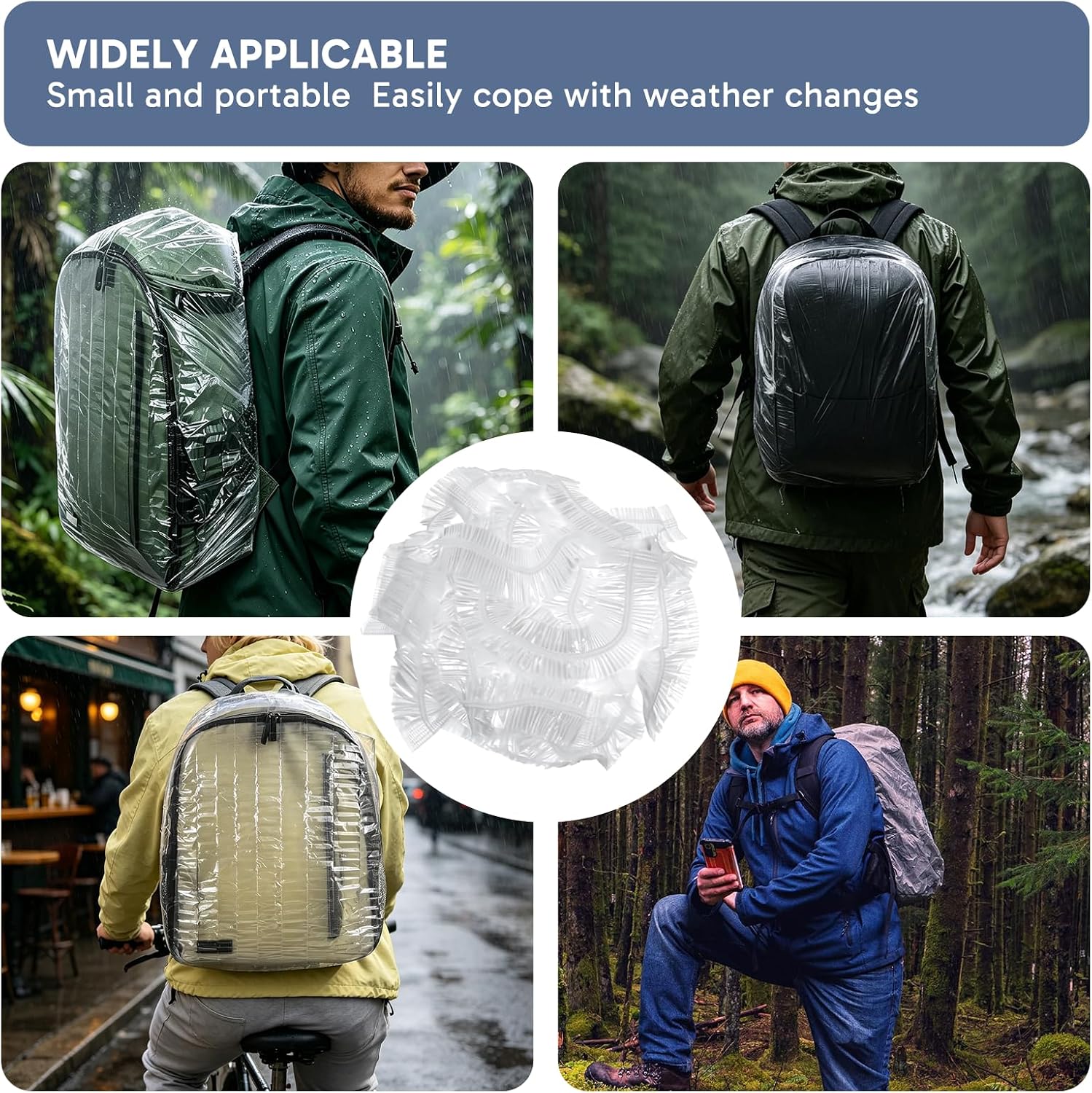 10 Pack Outdoor Backpack Pack Covers, Lightweight Elastic Backpack Rain Covers, for Hiking Camping Cycling Travel, Fits Various Backpack Sizes