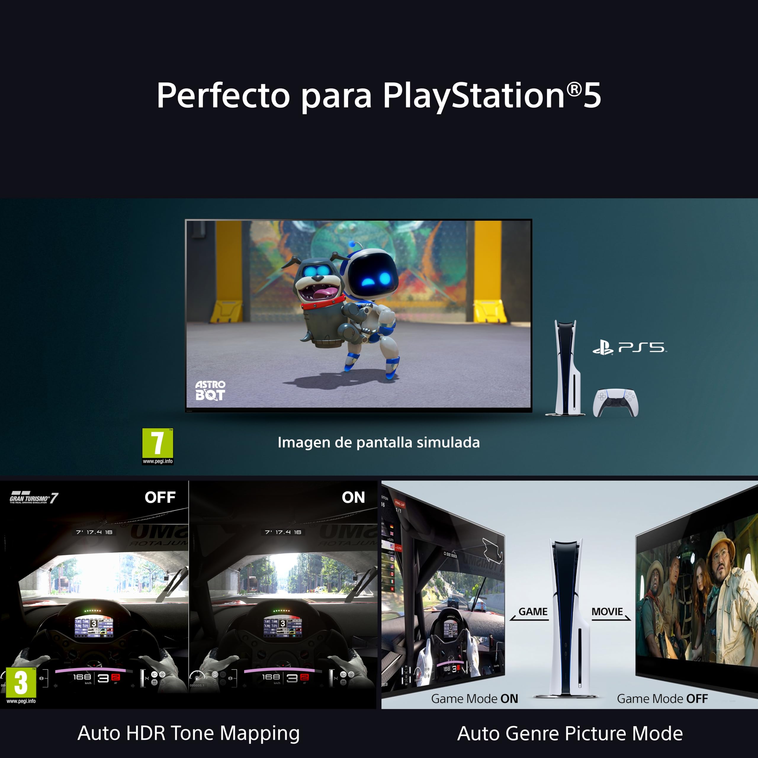 Sony BRAVIA 5, Mini LED 55 Pulgadas, Procesador XR con IA, Acoustic Multi-Audio, Dolby Vision/Atmos, IMAX Enhanced, Google TV 2025, Apple AirPlay 2, Eco Dashboard 2, Menú Gaming, 55"