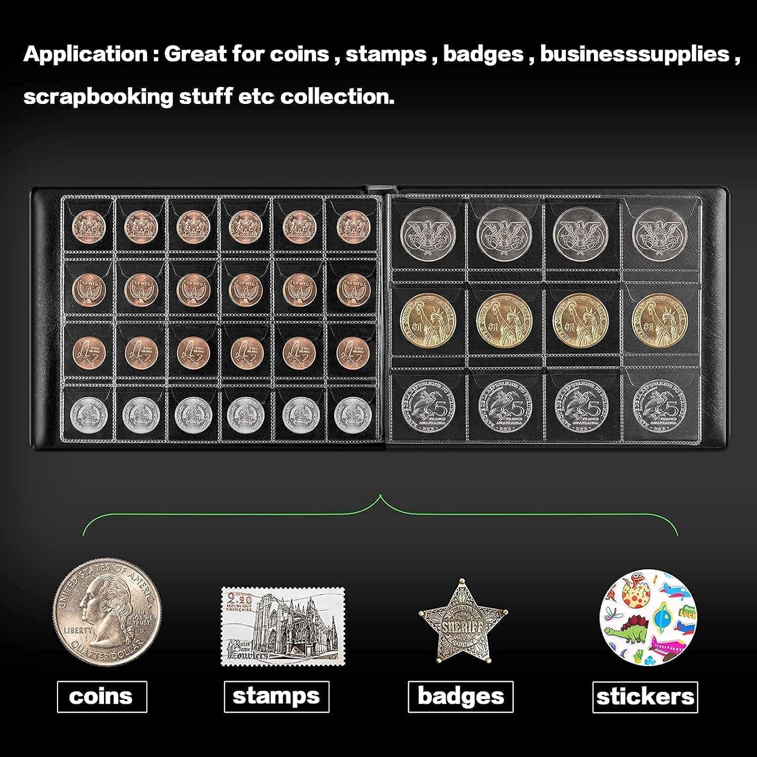 Coin Collection Supplies Book Holder for Collectors, Coins Collecting Album for 20 25 27 30 38 46mm. Coin Storage Display Organizer Case for Money Currency, Penny, Bill Commemorative : Office Products