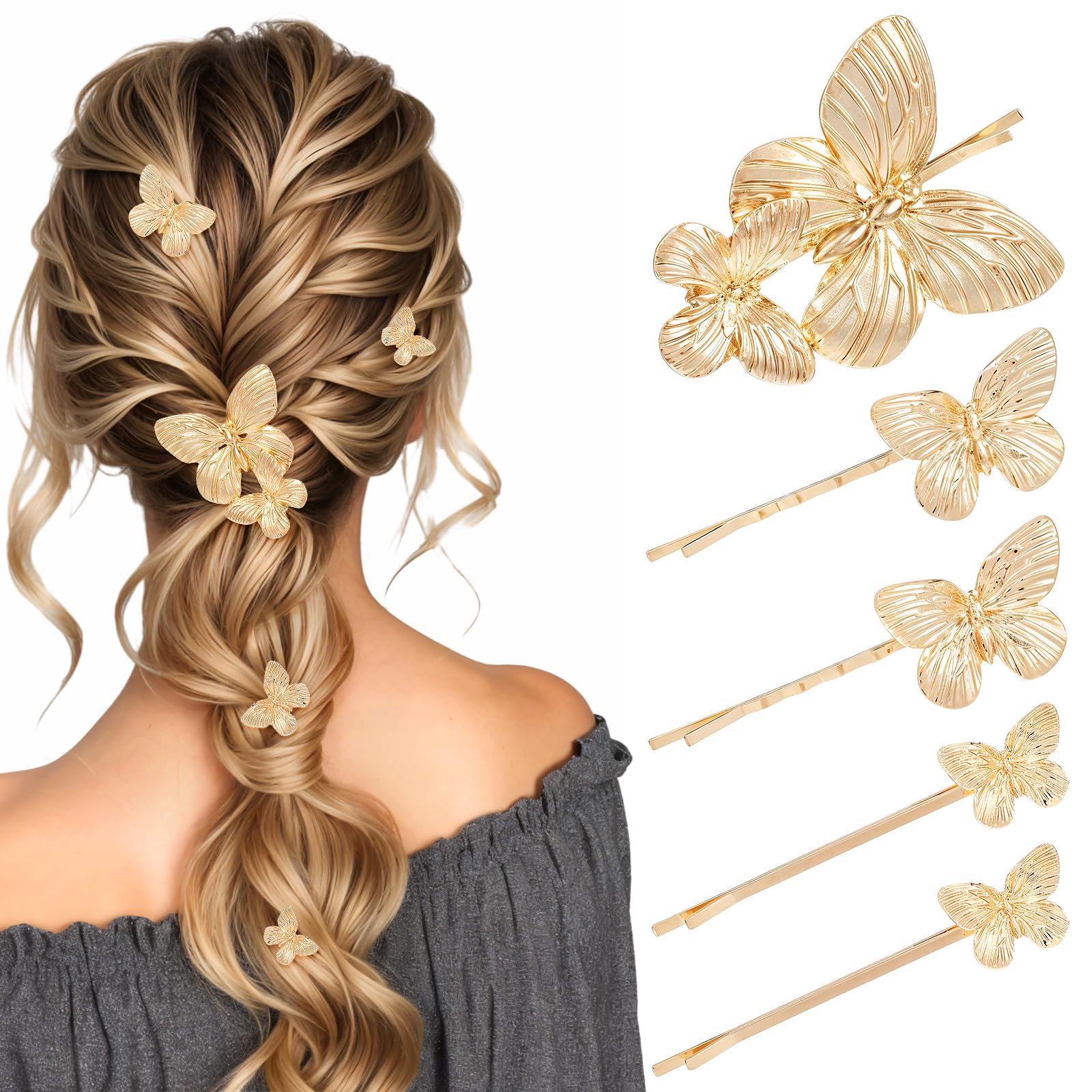 Amazon.com : Ymapinc Gold Butterfly Hair Clips, 5Pcs Hair Pins Styling  Accessories for Women Wedding Engagement Party Dating Prom Dress Gifts for  Mother : Beauty & Personal Care