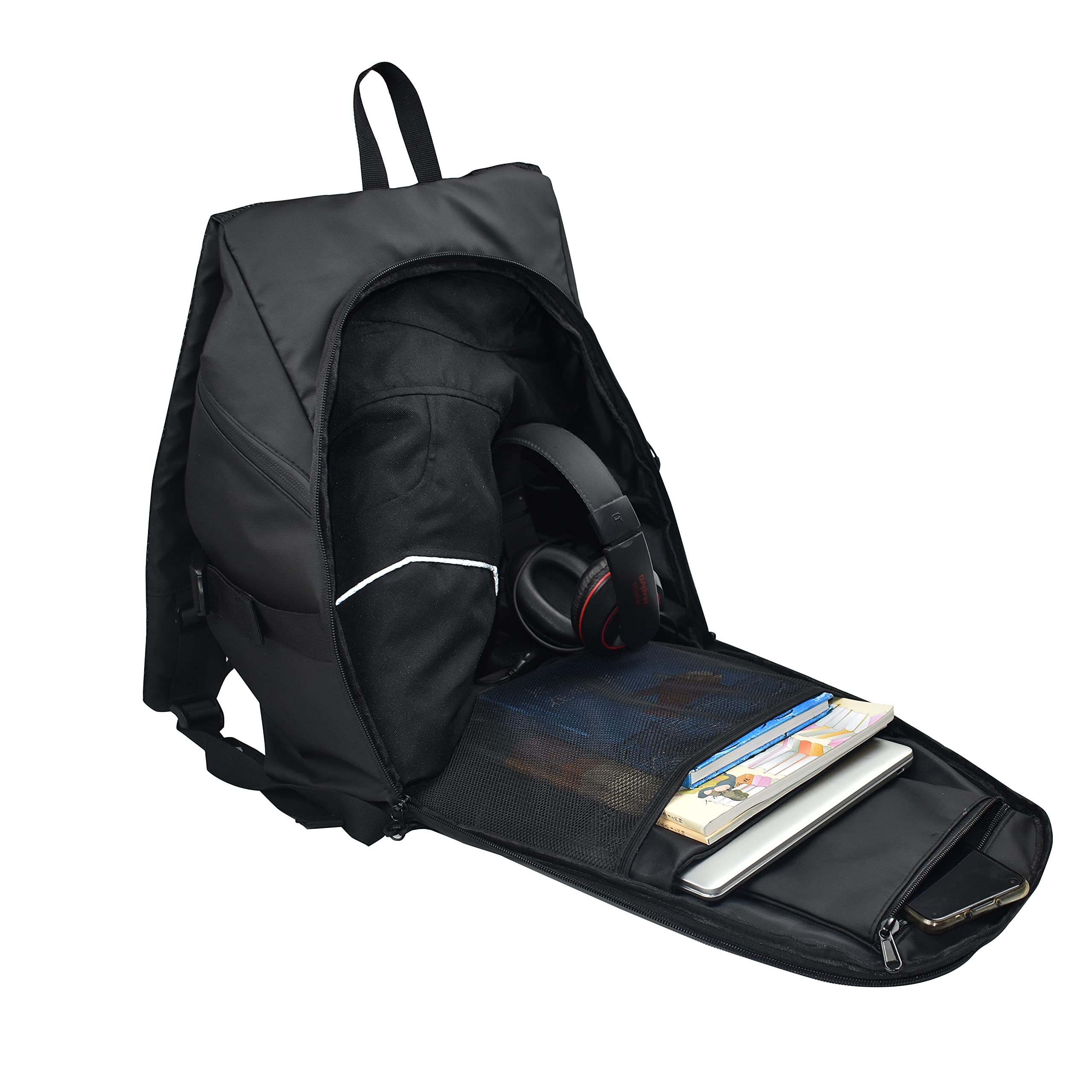 Sac à dos réfléchissant imperméable de grande capacité pour casque de moto, Noir, Taille Unique