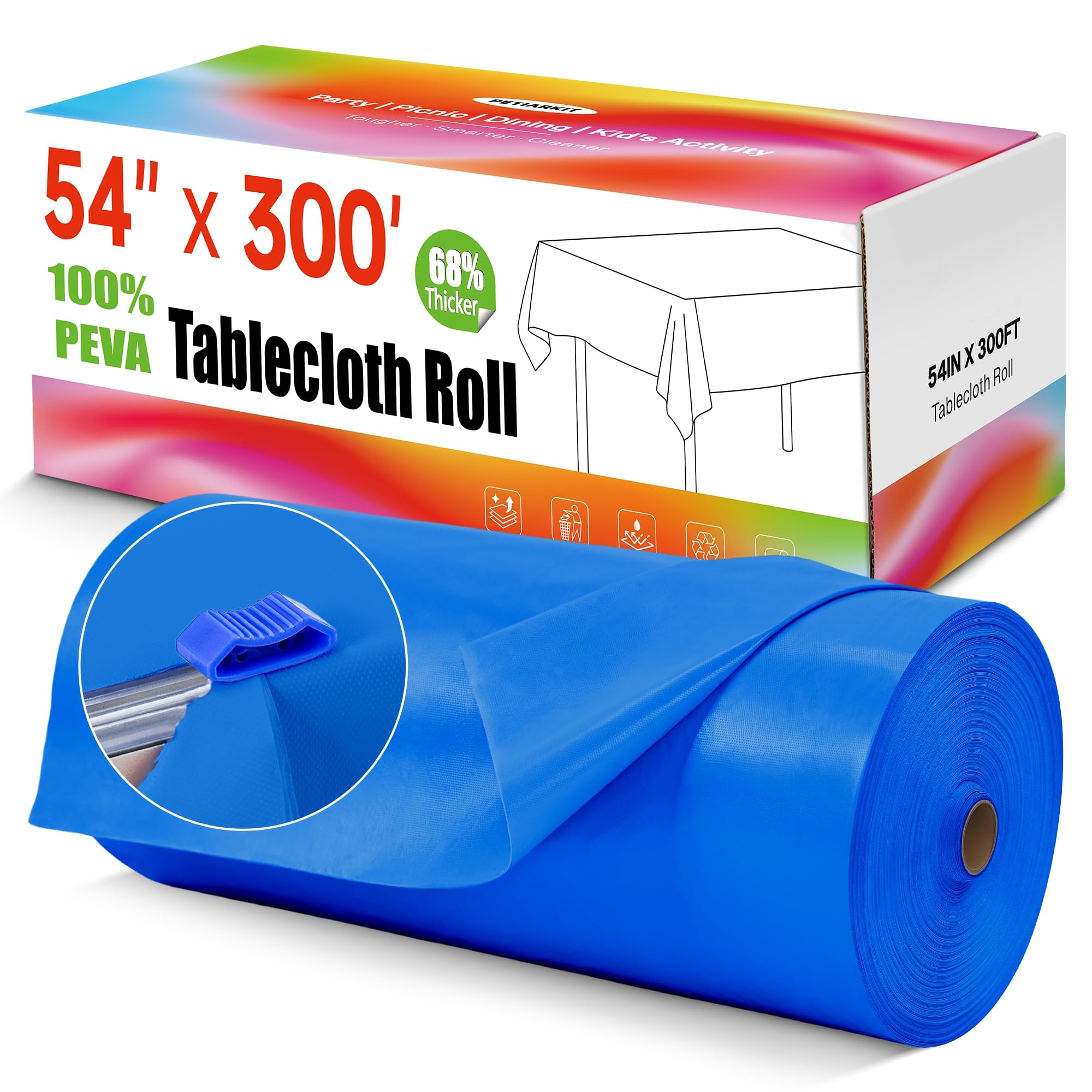 Plastic Tablecloth Roll, 54In x 300Ft Plastic Table Cloth Disposable