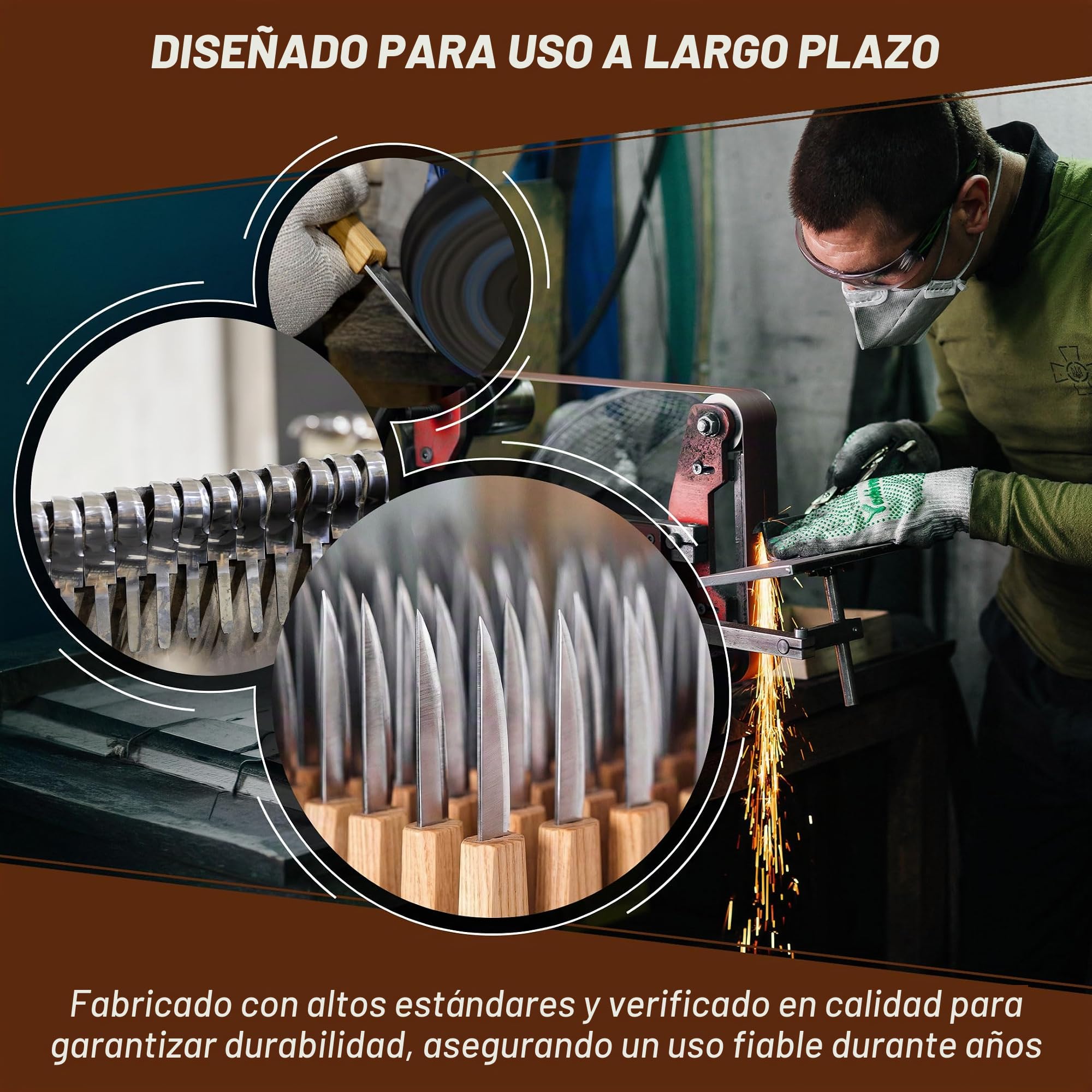 BeaverCraft, S13 Juego de Herramientas para Tallar Madera en Forma de Cuchara 3 Cuchillos Herramientas Rollo de Aserrín de Cuero y Compuesto para Pulir Gancho Cuchillo para Tallar en Forma de Cuchara
