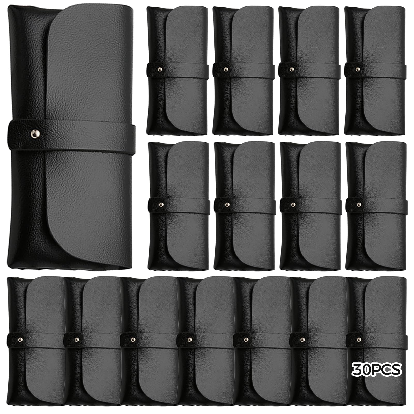 30 Stück Brillenetuis aus PU-Leder, Etui mit Klappenverschluss und weichem Samtfutter, tragbare Aufbewahrung für Sonnenbrillen, Lesebrillen und optische Brillen, stilvolles Design