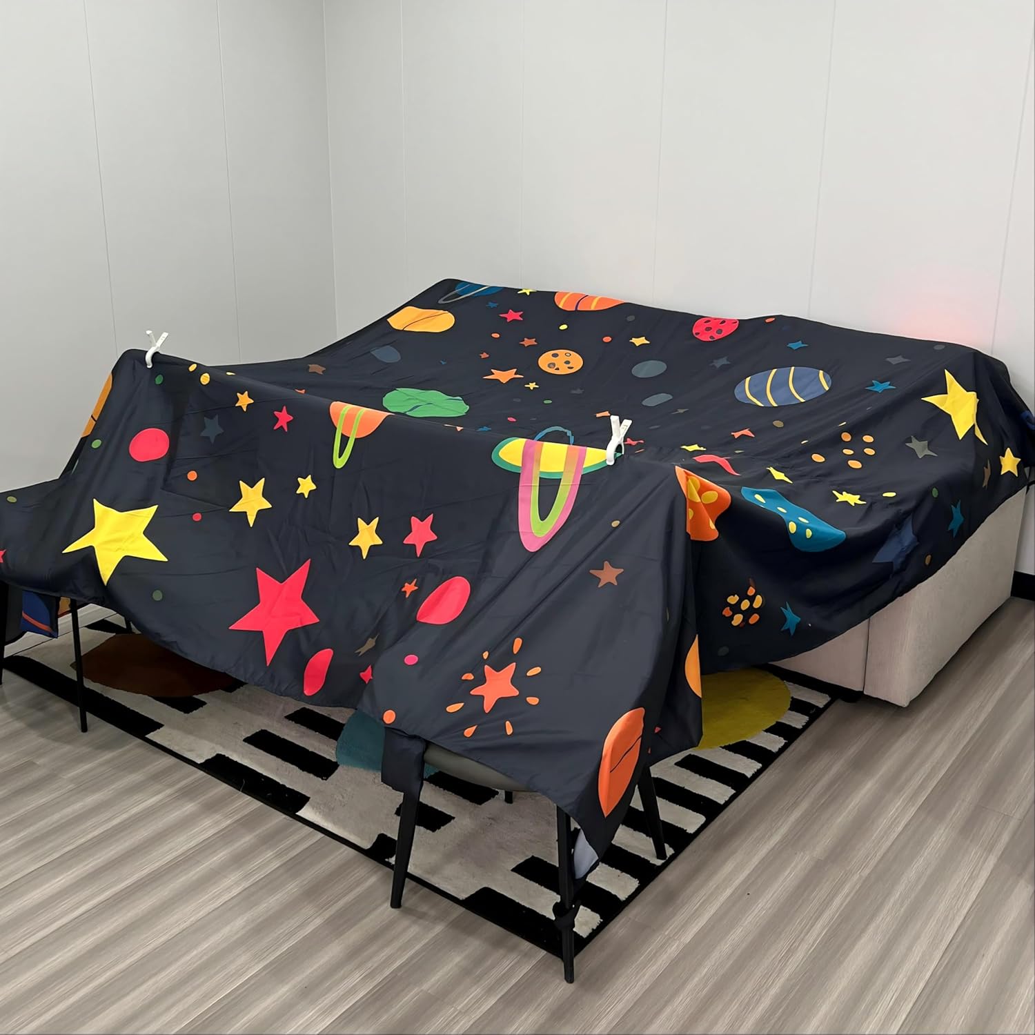 Magic Fort Building Kit for Kids - Large Lightweight Blanket Fort Making Kit Clips with CPC Certification - Portable Playhouse Play Tent Fort - Indoor/Outdoor Girls/Boys Toys Ages 4-5 6 7 8-12