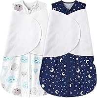 BSTOPPT Newborn Sleep Sack Swaddle 3-6 Months, 3-Way Adjustable Wearable Blanket, 100% Rayon Cotton, TOG 0.5 Clouds & Starry Sky