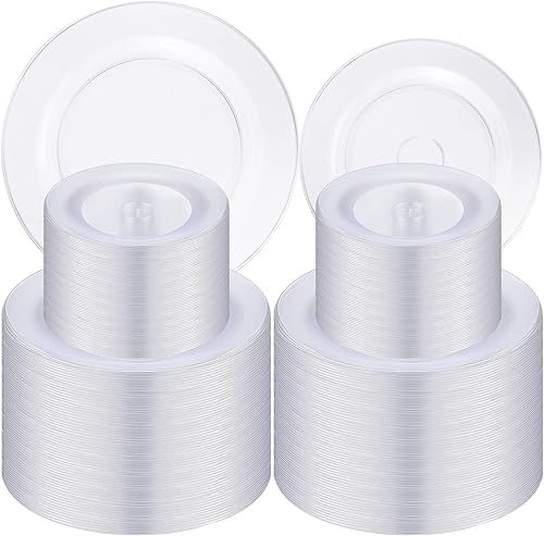 Platos de plástico a granel, platos desechables duros y resistentes, incluye platos de aperitivo de 7.5 pulgadas y platos llanos de 10.2 pulgadas