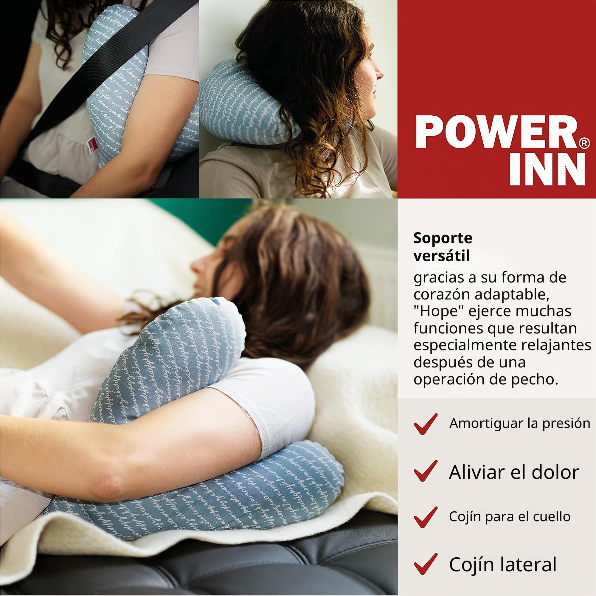 Cojín para el pecho Hope aprox. 32x34 cm | Cojín en forma de corazón para aliviar el dolor después de una mastectomía | suave cojín para el antebrazo o la axila | 100% algodón (Azul claro
