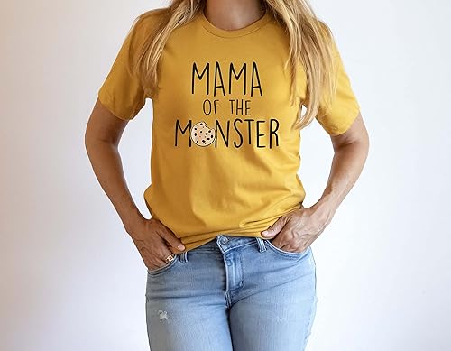 Miniatura 3 de Personalized Mama or Dad of the Monster Cookie Themed Parents 1st Birthday Party Family Tshirt. (M, Autumn)