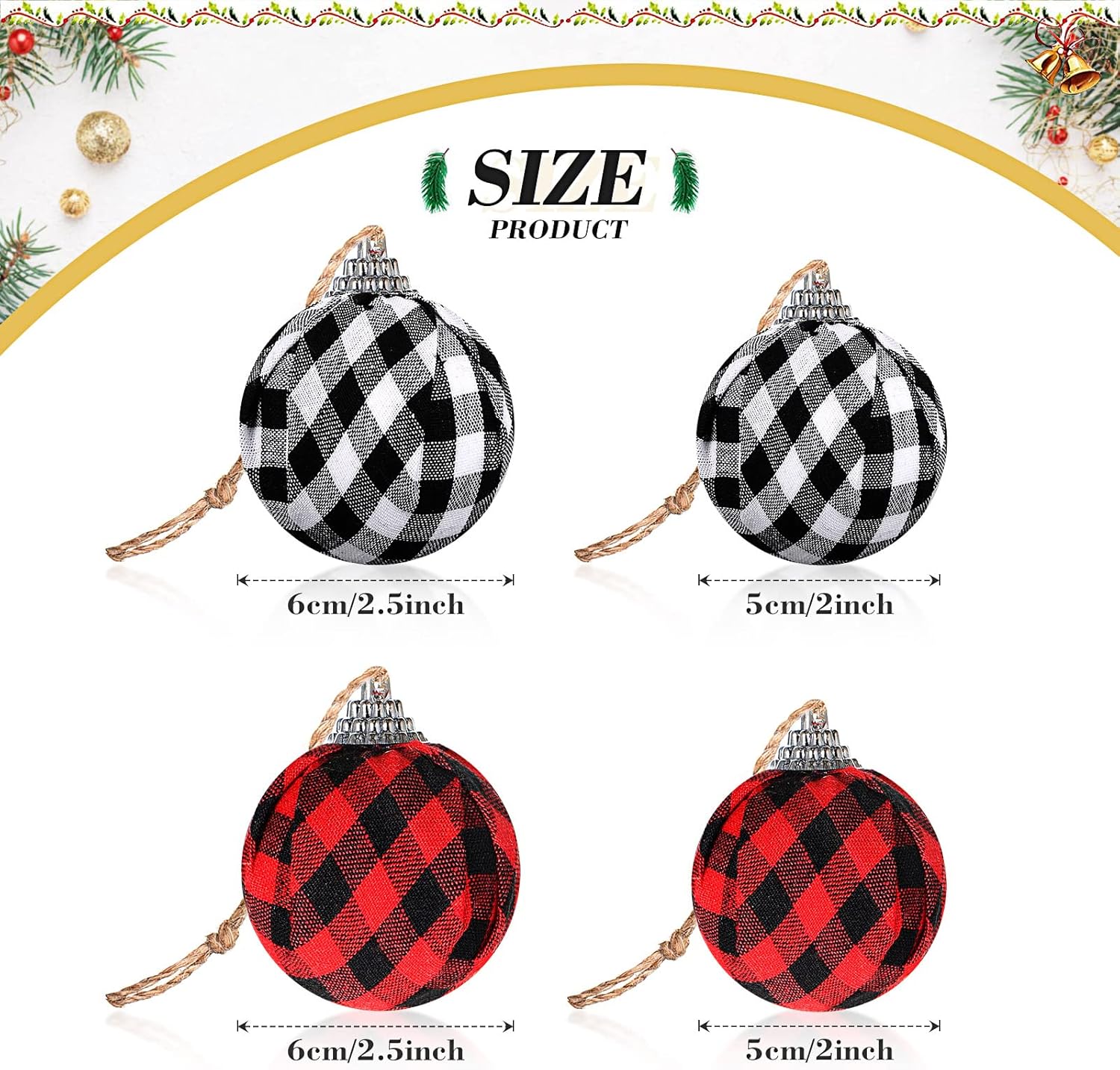Christmas Decorations Buffalo Plaid Christmas Tree Topper Wreath Bow Christmas Tree Skirt 16 Pieces Buffalo Plaid Ball Ornaments Hanging for Christmas Tree Decor (Red and Black, Black and White)