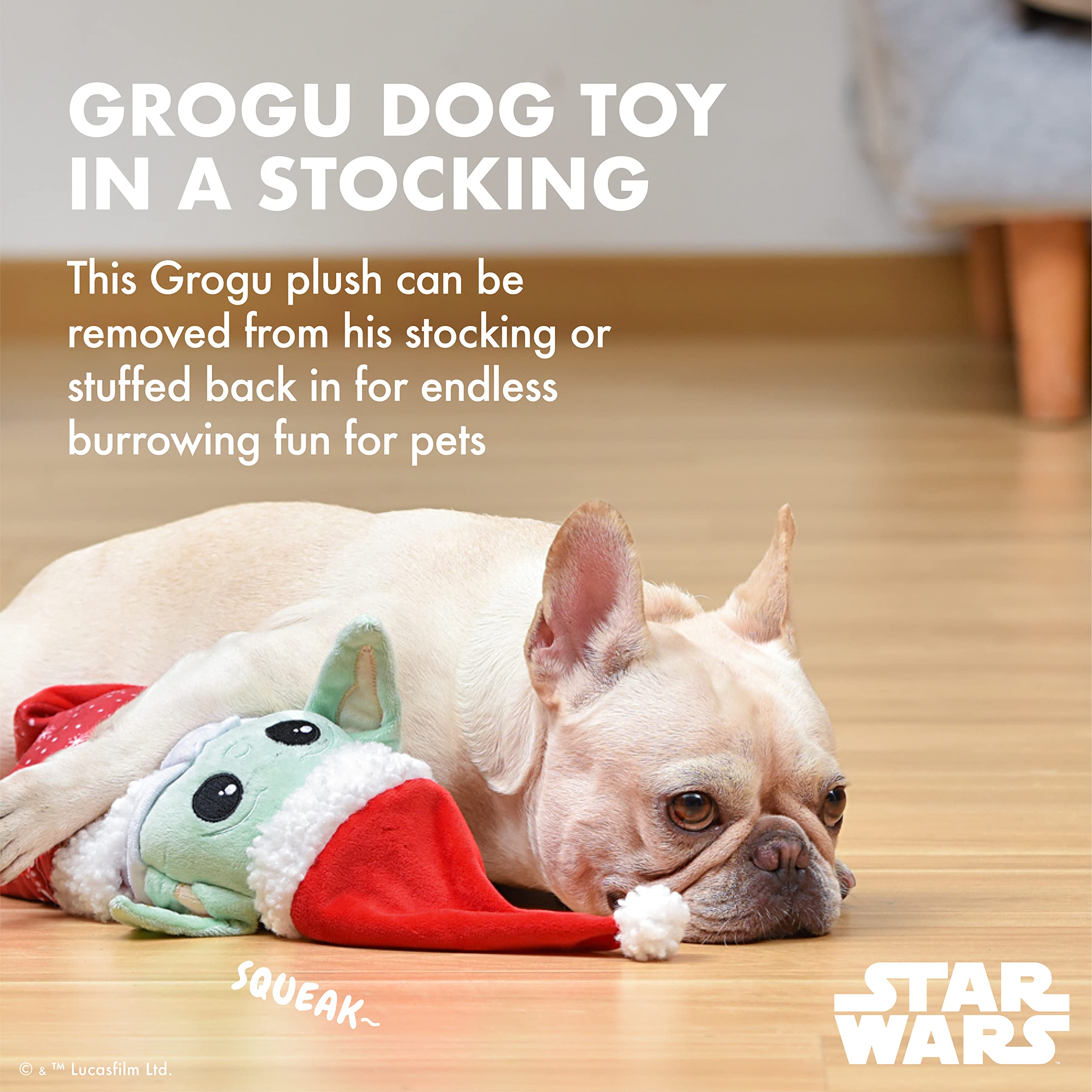 Star Wars Grogu, Figura de Peluche de 10 Pulgadas, Juguete de madriguera de The Mandalorian Holiday Pet Products GROGU, Juguete chirriante para Mascotas para Mascotas (FF24159)
