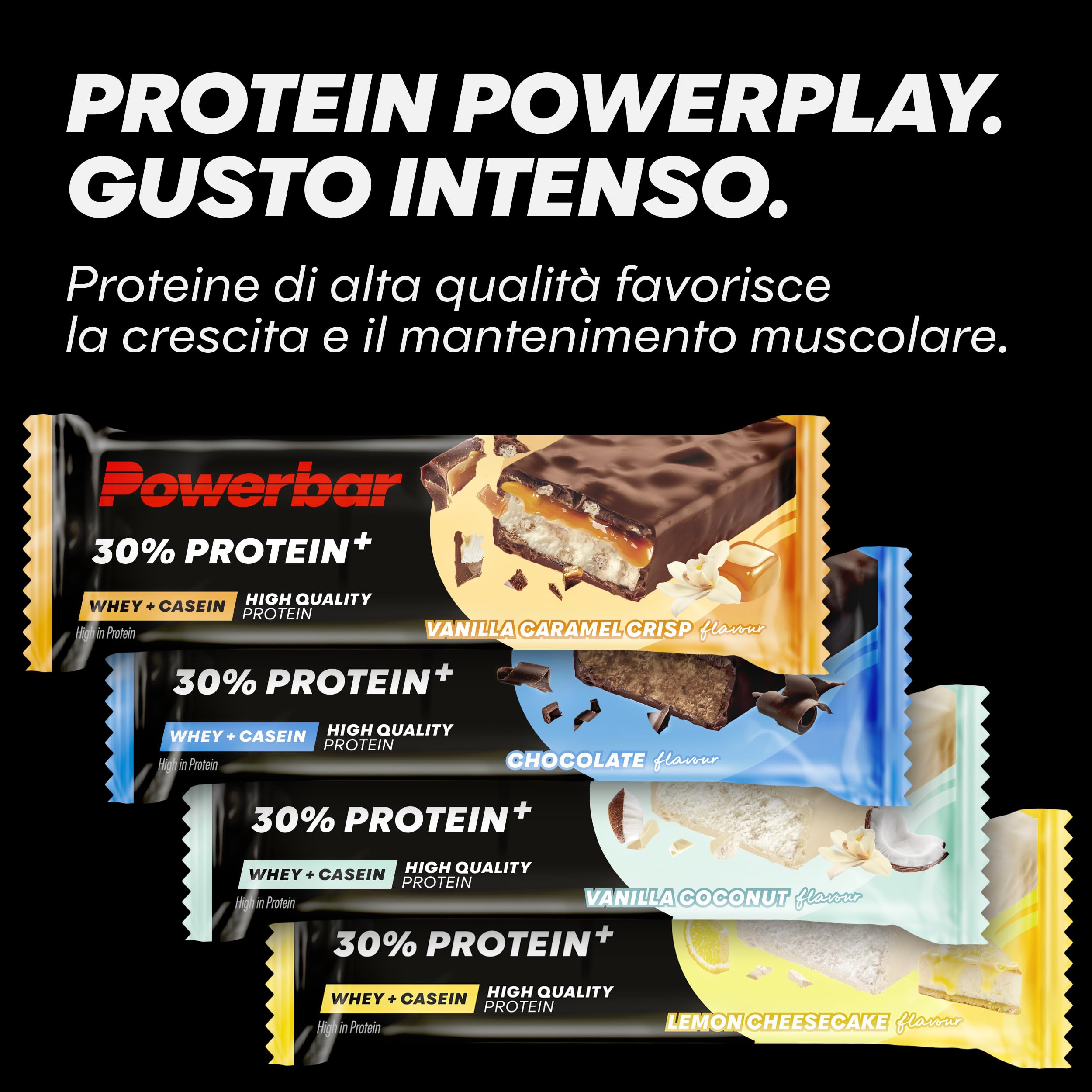 PowerBar Protein Plus 30% Vanilla Coconut 15x55g - Barra ad Alta Proteina + Proteine del Siero e della Caseina, 15 Riegel