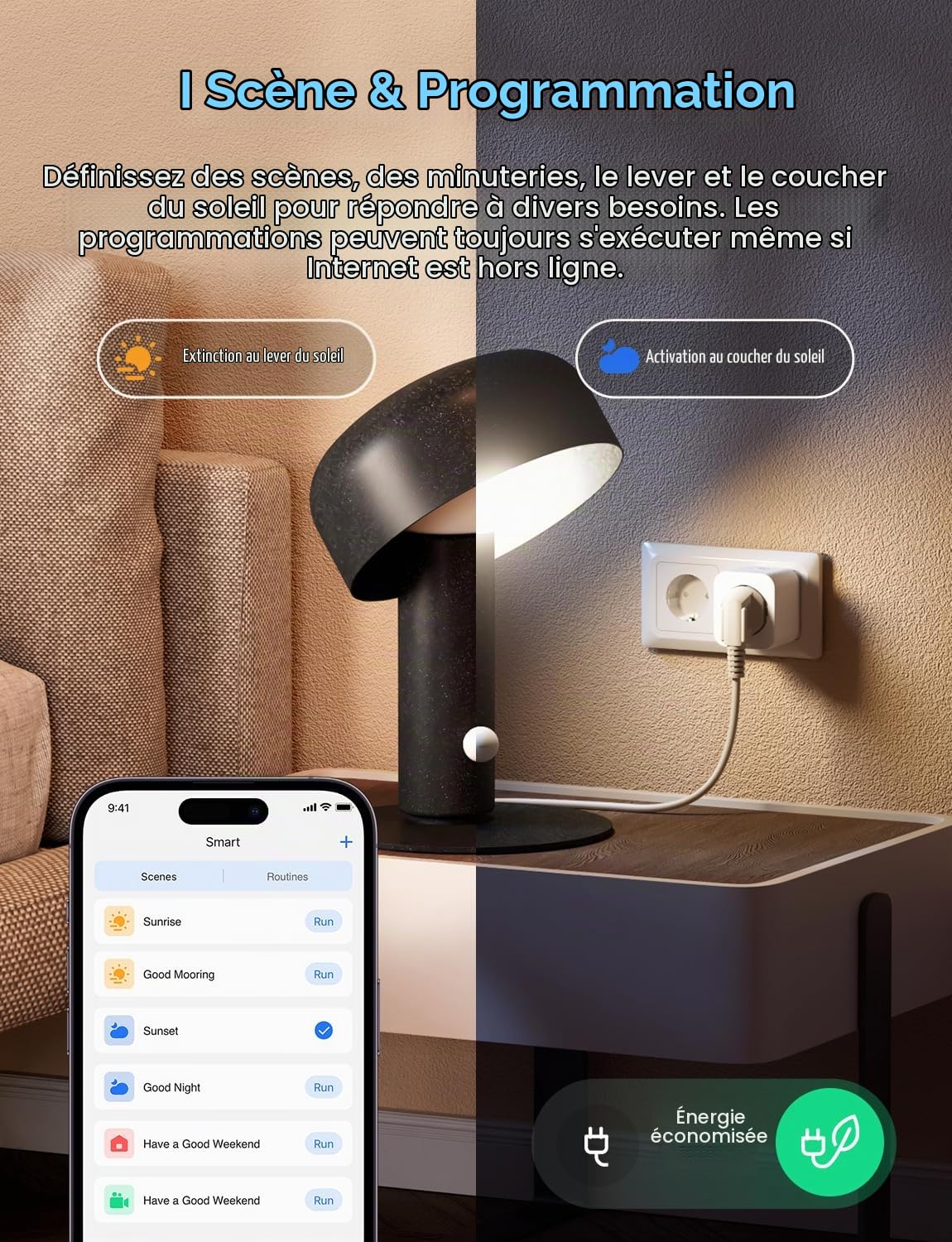 Meross Prise Connectée Wifi (Type F) avec Mesure de Consommation d'Énergie | Prise Intelligente pour Panneau Photovoltaïque, Compatible avec Alexa et Google Home, Configuration Bluetooth, 16A, 4 Pièces
