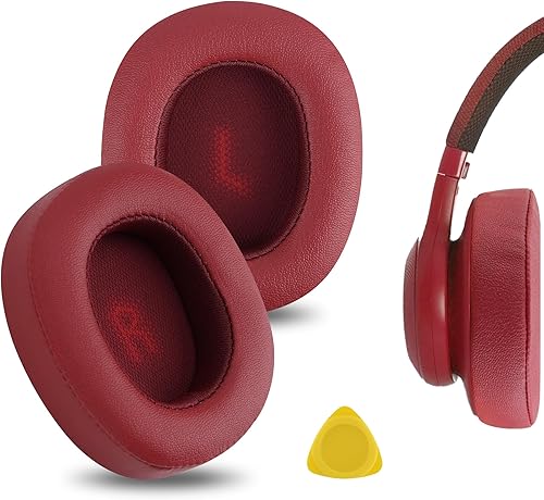 Geekria QuickFit - Almohadillas de repuesto para audífonos JBL E55BT, piezas de reparación (rojo)