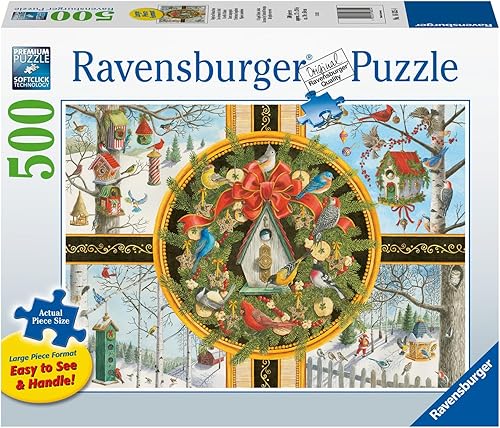 Miniatura 2 de Ravensburger - Pájaros cantores de Navidad - Rompecabezas de 500 piezas de gran formato - Pájaros y pajareras pintorescos y musicales de invierno