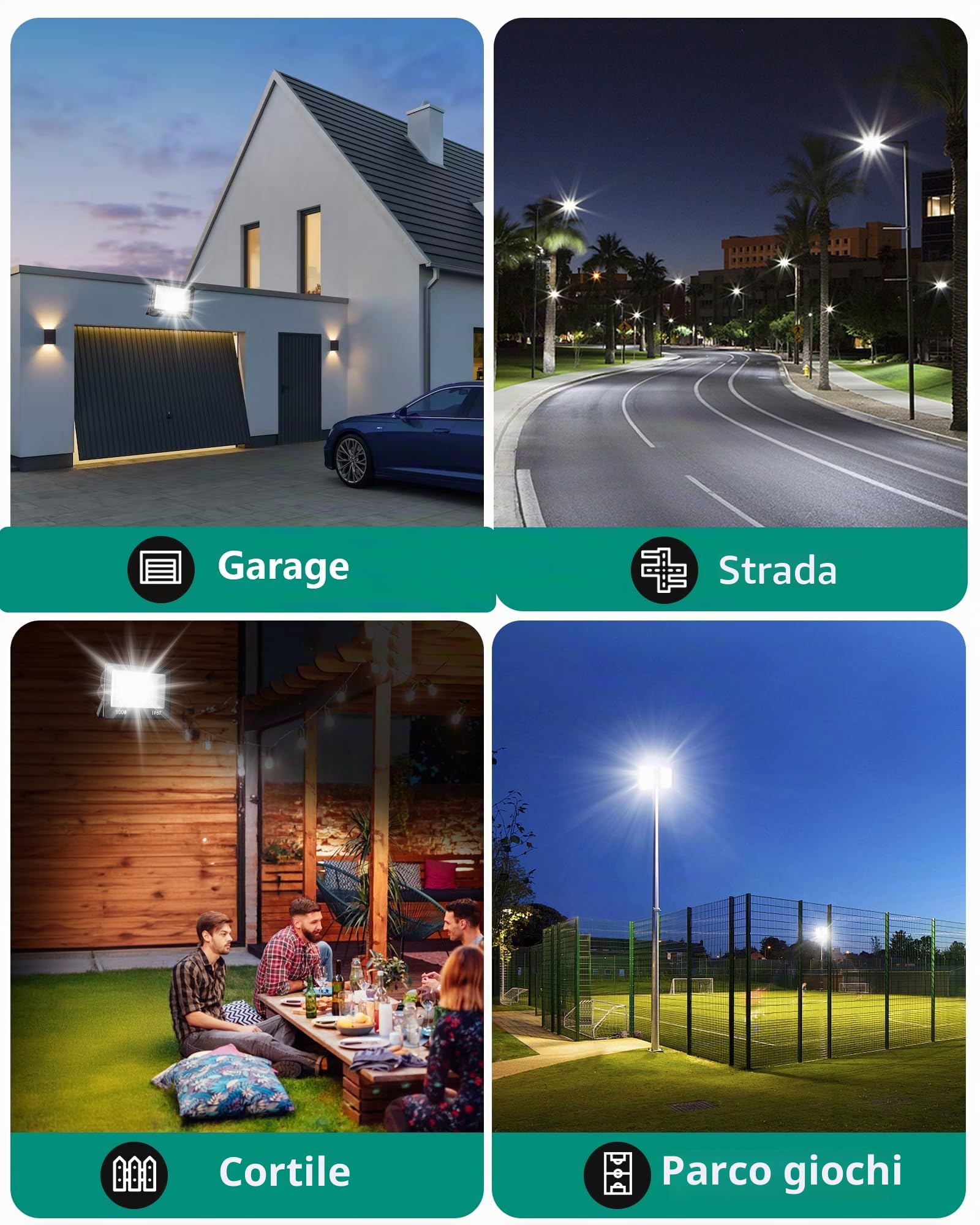 Faretto LED da Esterno 300W 30000LM 6500K | Super Luminoso Fari LED, Faro LED Esterno Bianco Freddo, IP67 Impermeabile , per Giardino, Cortile, Terrazza, Patio, Garage