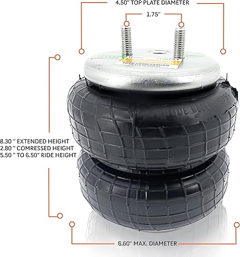 Miniatura 2 de TORQUE 6781 Bolsa de repuesto con resorte de aire para TR2582 y Firestone 2582 Kits de suspensión de bolsas de amortiguación de aire (reemplaza