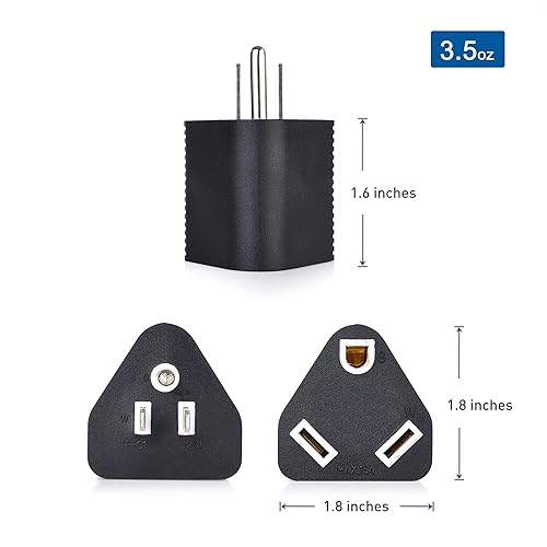 Miniatura 6 de Cable Matters Paquete de 2 adaptadores RV de 15 amperios a 3 clavijas de 30 amperios, enchufe RV de 15 A (NEMA 5-15P a TT-30R)