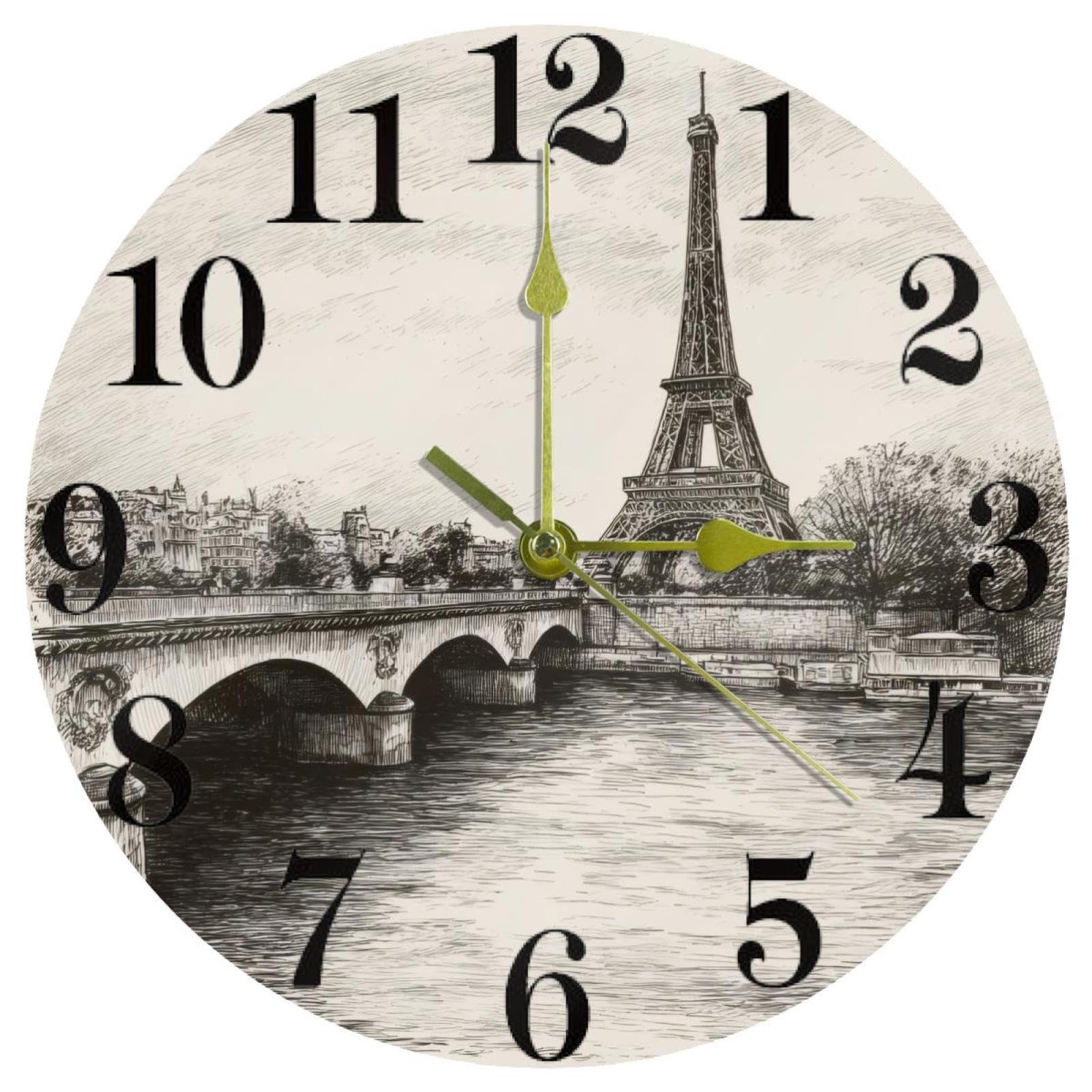 Horloge murale Paris quartz silencieux pour décorer un salon chic
