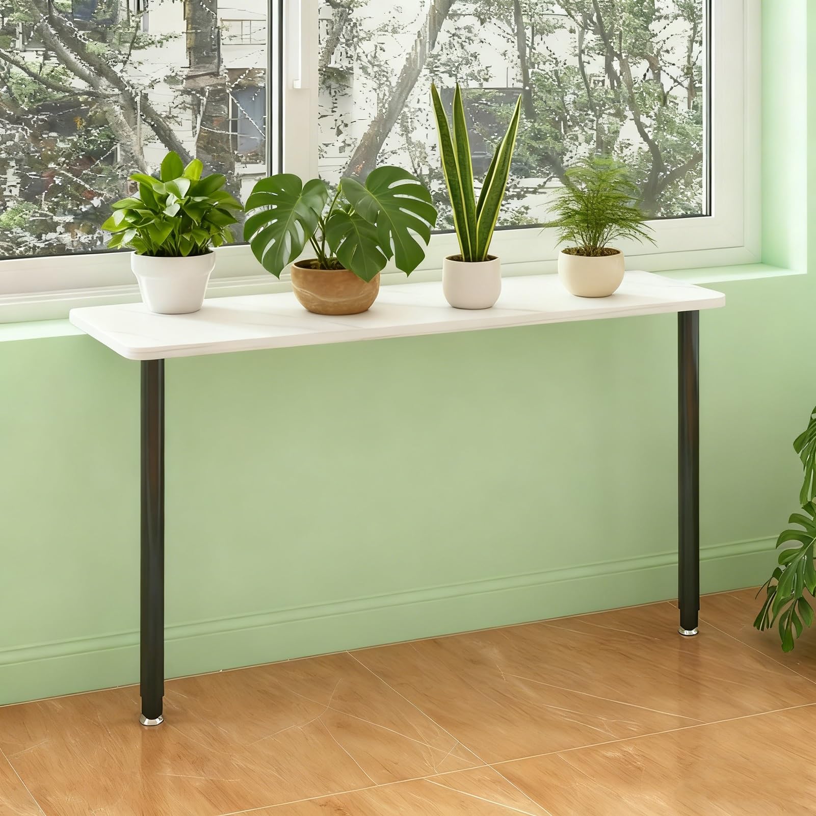 Table de rebord de fenêtre Exteon noire 95x30 cm réglable en hauteur