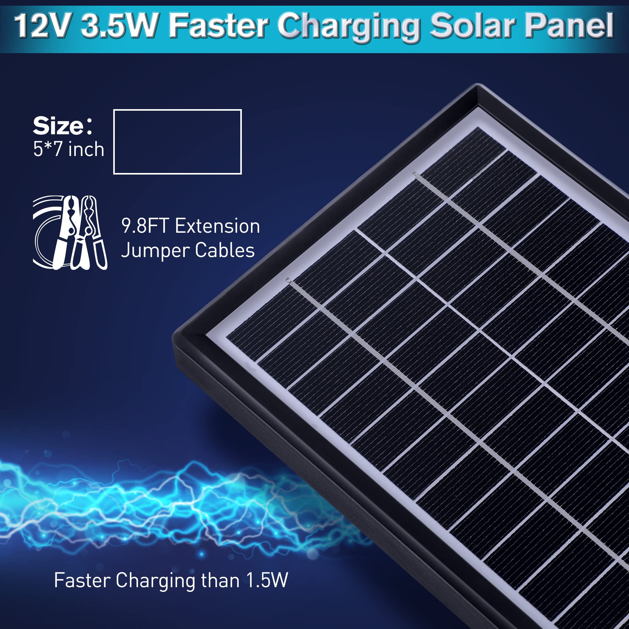 Sumind Chargeur de panneau solaire pour alimentation, 3,5 W, panneau solaire étanche chargeur de batterie avec support de montage en métal (12 V)