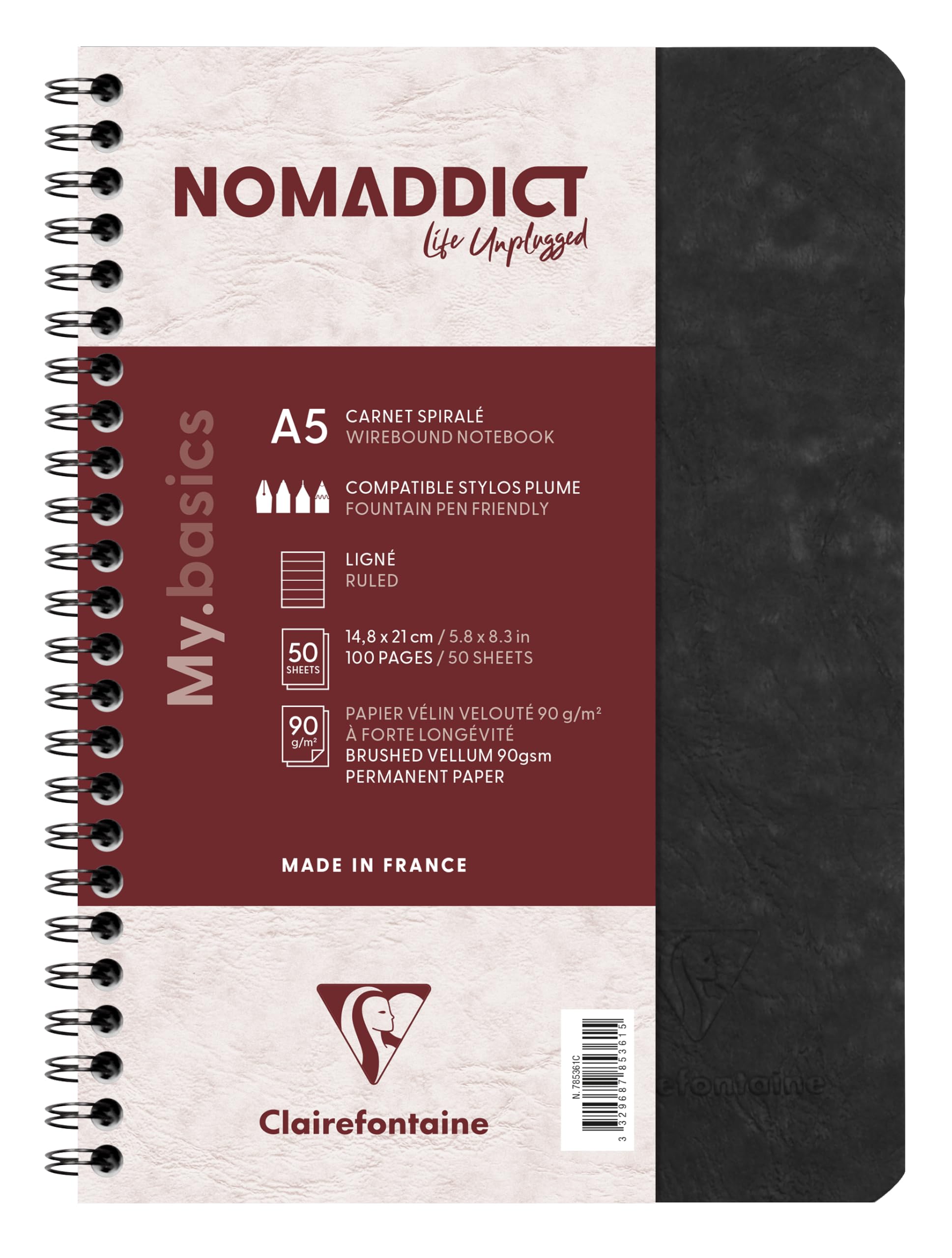 785361C Age Bag Collection A Black Spiral Notebook - A5 14.8x21 cm - 100 Rule...