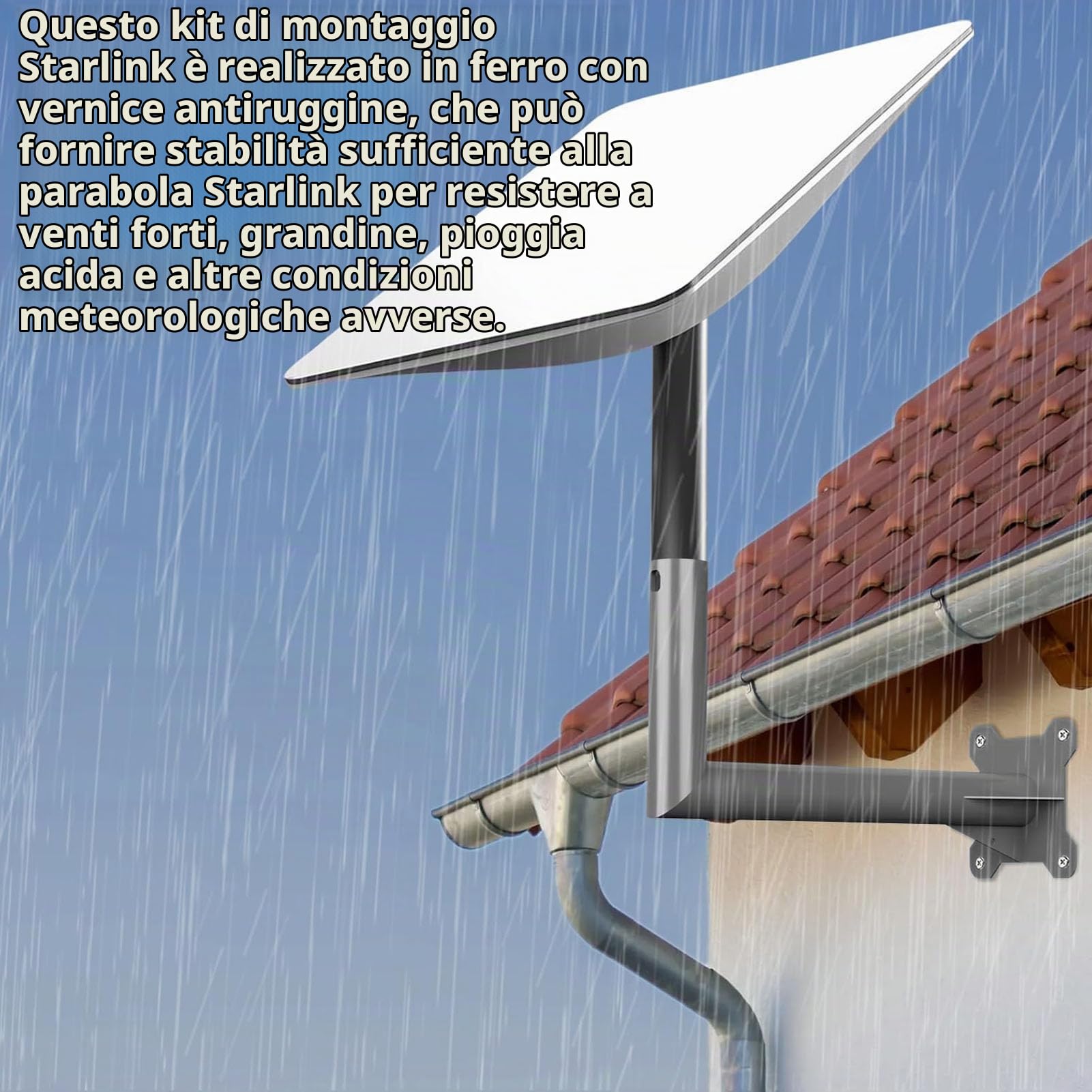 Kit di Montaggio Internet per Satellite, Supporto Tetto su Palo Parete Supporto Parete Lungo Staffa Montaggio per Antenna Rettangolare J per V2