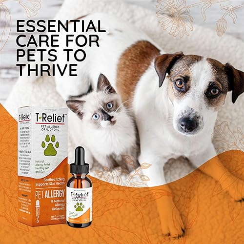 Miniatura 7 de T-Relief - Gotas de apoyo para alergias de mascotas para perros y gatos, alivio de la picazón, apoya la piel y el pelaje saludables, la medicina