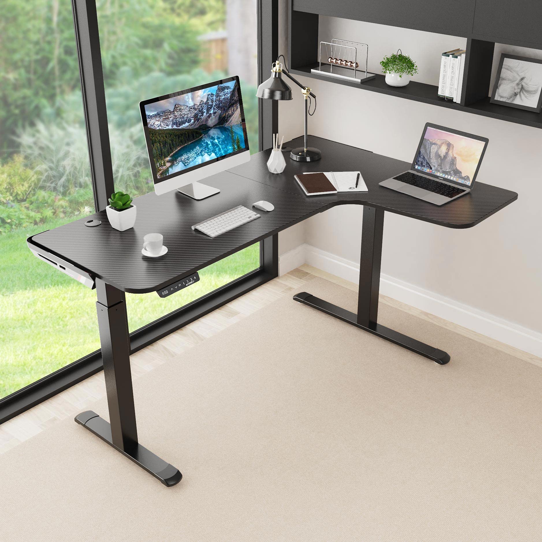 Buy DESIGNA 61 Inches L Shaped Standing Desk, Electric Height