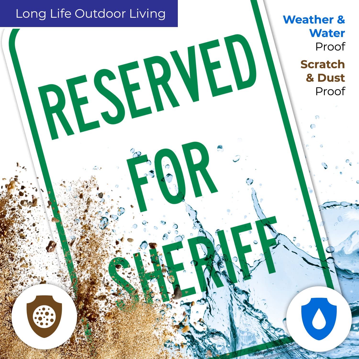 Reserved for Sheriff Sign, 12x18 Inches, Rust Free .063 Aluminum, Fade Resistant, Made in USA