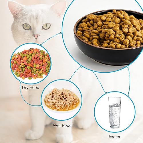 Miniatura 2 de Howise - Tazones de cerámica para gatos, platos para mascotas para alimentos y agua, juego de 3 cuencos para cachorros de 5.3 pulgadas, acabado