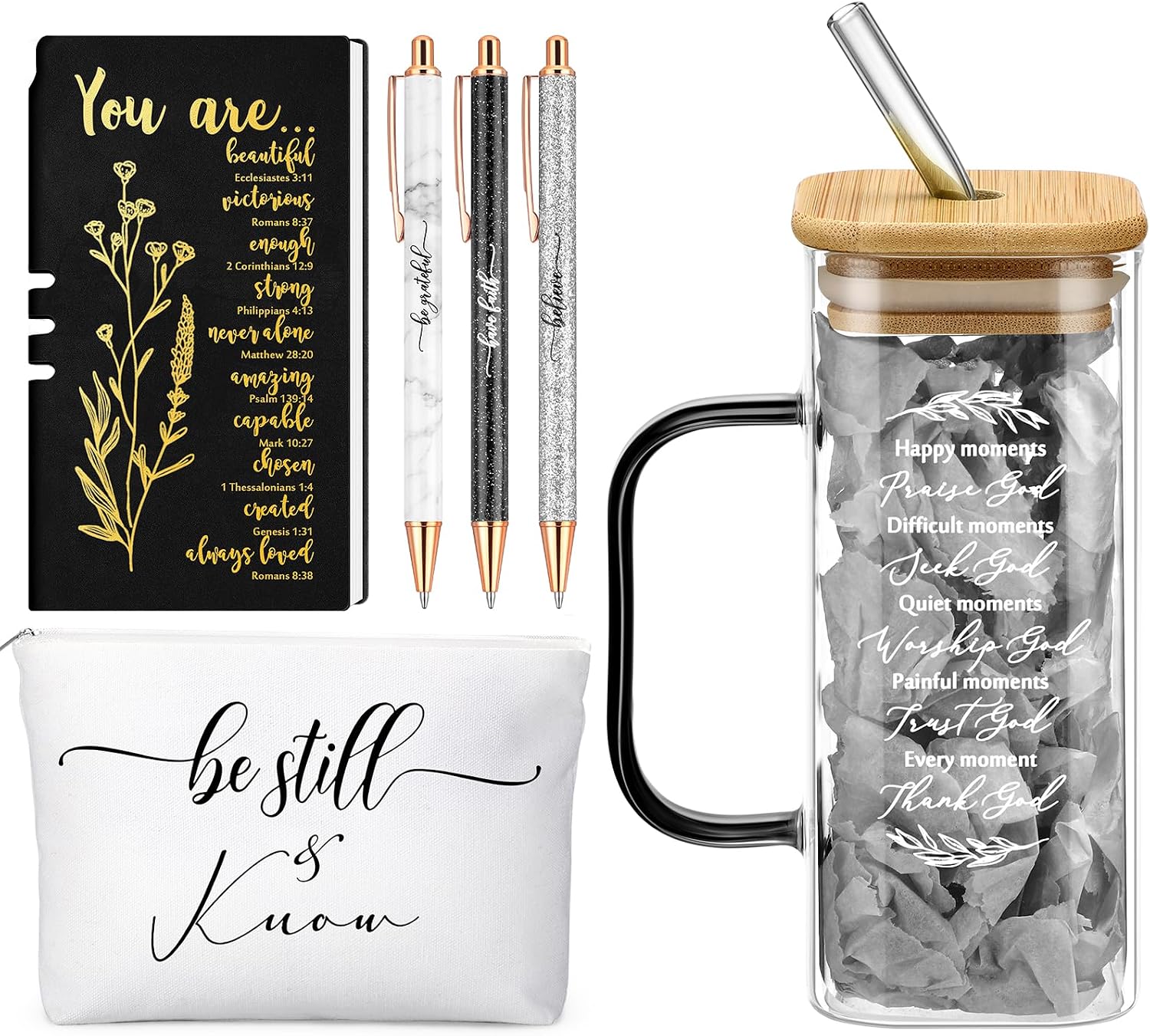 Skylety 6 Pcs Christian Gifts Set for Women Bible Study Supplies, Black