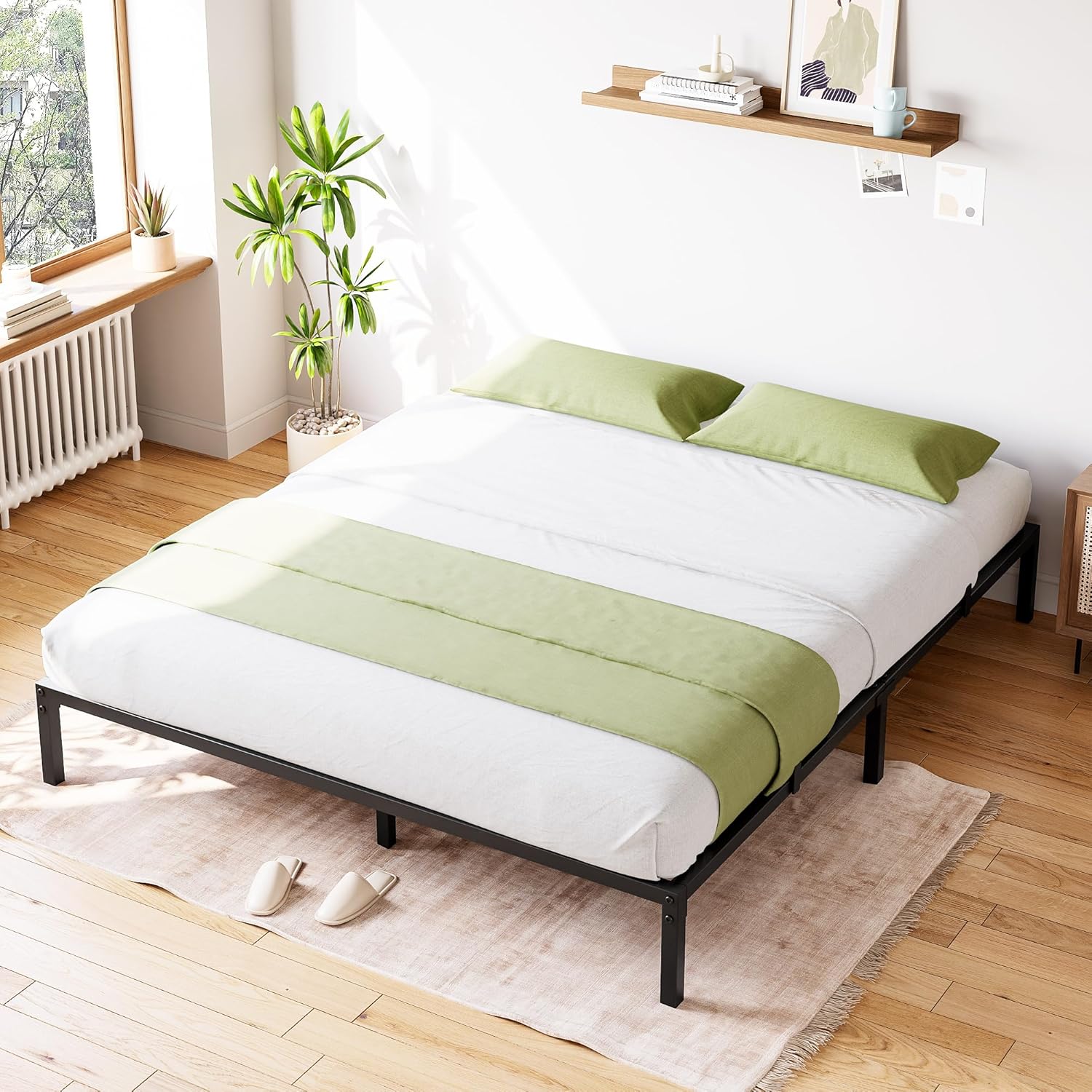 Bed Frame No Box Spring Needed, Sturdy Metal Platform Bed Frame, Basic Metal Bed Frame Easy Assembly Strong Bearing Capacity and Noise Free, 8 Inch Full