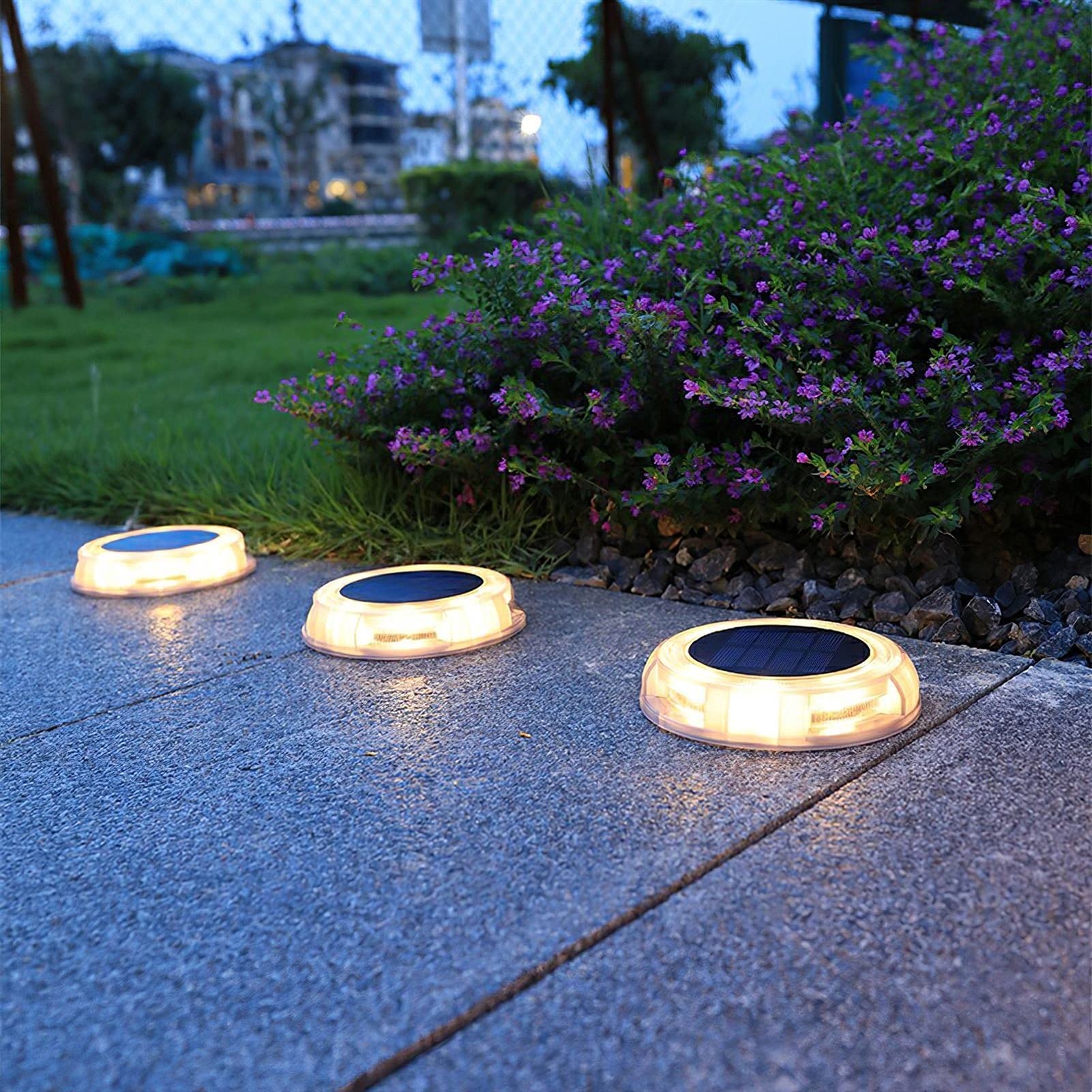 Solar-Bodenleuchten, Solar-Gartenleuchten for den Außenbereich, 12 LEDs, wasserdicht, Gartendekoration, Landschaftsbeleuchtung for Terrasse, Weg, Rasen, Hof, Deck Lampen (Color : White Light,